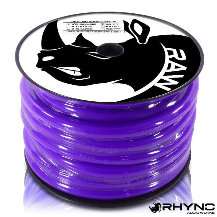 RHYNO 99 Series 1/0 Gauge OFC Power Cable [50ft Spool]