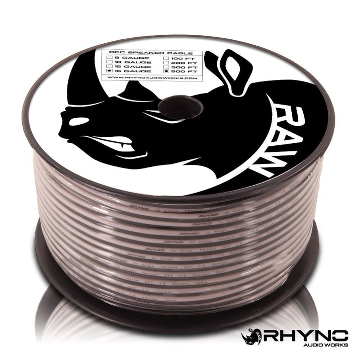 RHYNO 16 Gauge Twisted OFC Speaker Wire (400FT Spool)